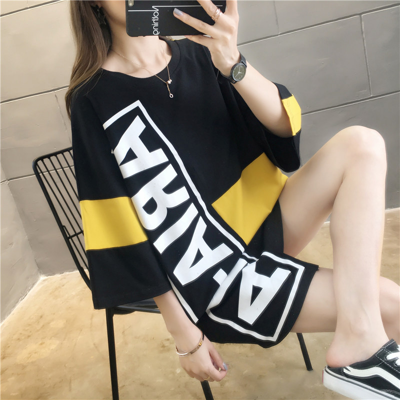 Gestational Maternity 2023 Summer Fashion models Han version Loose Short Sleeves Mid-Length T-Shirt Women Summer Dress 100 Hitch not to be Hooded Blouse-Taobao