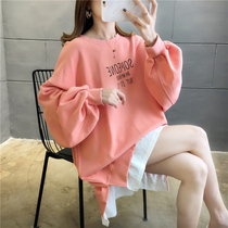 Pregnant womens clothing spring and autumn fashion New wear does not show loose long sleeves autumn wear thin sweater Joker top women