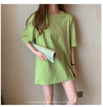 Pregnant women cotton long solid color T-shirt women 2020 Summer loose belly cover simple short sleeves outside wear clothes