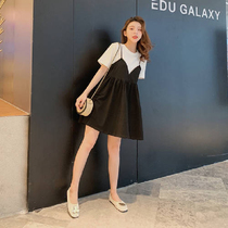 Pregnant women dress women 2020 new summer dress belly fat woman fake two pieces age slim doll skirt tide