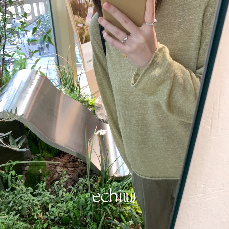Echiuuu｜Grass Seed｜Linen Ultra-Fine Merino Wool Floral Yarn Natural Rolled Edge Lightweight Long-Sleeved Knitwear