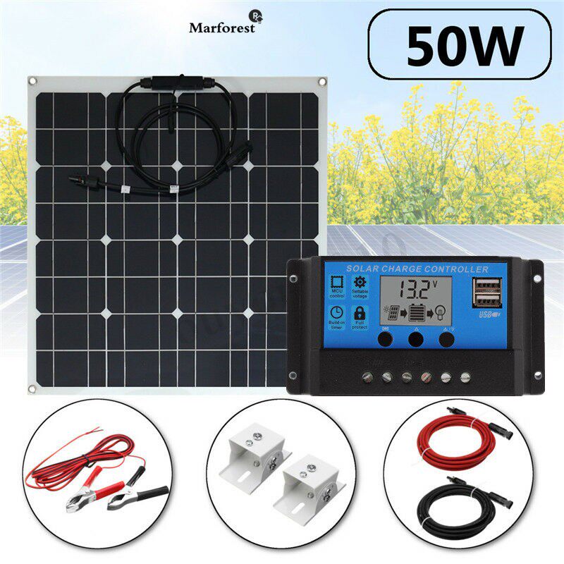 Single crystal 50W rechargeable solar panel set Battery monitoring street lamp charging plus controller Photovoltaic power generation matching