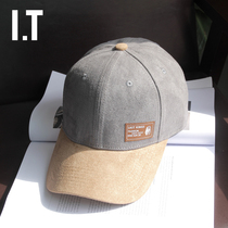 Hong Kong trendy style all-match Korean version of the four seasons suede baseball cap couple color matching letter street men and women peaked cap repair face