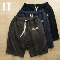 Hong Kong tide brand summer cotton knitted mens pants five-point pants casual American letters simple printed shorts drawstring