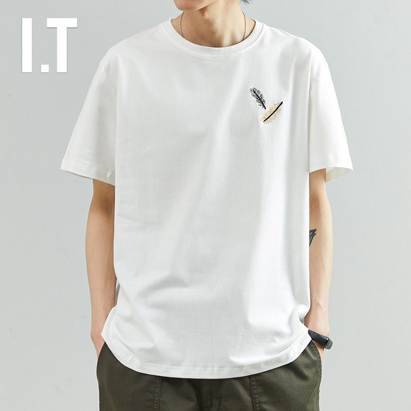 Hong Kong Tide Summer Men's Label Short-sleeved T-shirt Trail Track Simple Leisure Simple and Half-sleeves