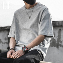 Hong Kong tide brand 300g heavy short-sleeved T-shirt boys ins loose half-sleeved top clothes 2022 summer printed T-shirt