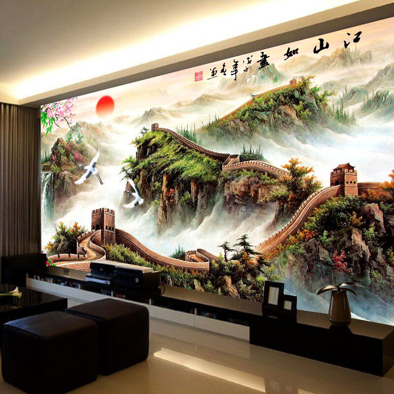 Mona Lisa Cross Stitch Rising Sun East Rises Flowing Water To Make Money Line Embroidery New Living Room Landscape Painting 2m 5 Full Embroidery