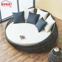 Nordic outdoor leisure rattan open-air outdoor round bed lying bed sofa coffee table balcony villa hotel courtyard waterproof