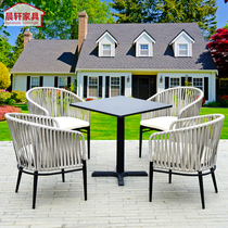 Nordic style outdoor table and chair combination three-piece outdoor courtyard leisure balcony single rattan chair furniture combination