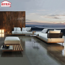 Outdoor teak bamboo and rattan coffee table rattan bed bed B&B hotel courtyard waterproof sunscreen Nordic leisure sofa combination