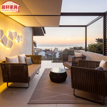 Outdoor minimalist modern art rattan outdoor coffee table sofa furniture combination terrace balcony courtyard villa sofa