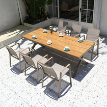 Nordic outdoor courtyard table and chair combination outdoor light luxury terrace villa garden anti-corrosion plastic wood waterproof leisure table and chair