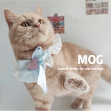 Mog Pearl Bow Pet Cream Cream Tilding Tie Ling Bar Моделирование кошки маленькая собака фото