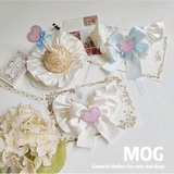 Mog Pearl Bow Pet Cream Cream Tilding Tie Ling Bar Моделирование кошки маленькая собака фото