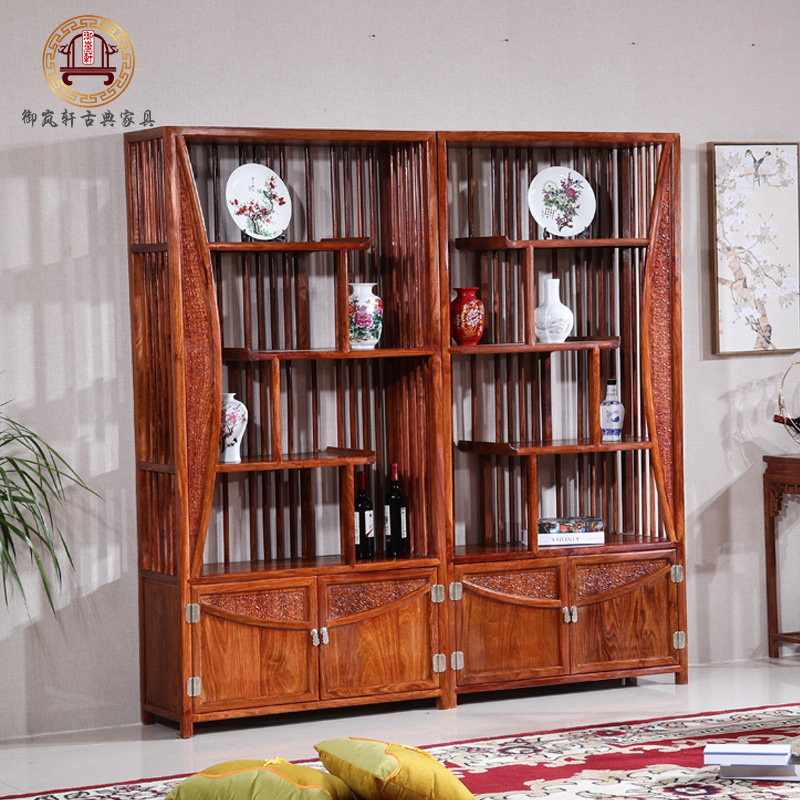 Red Wood Bou Ancient Shelf Multi-Treasure Tingle Hedgehog Purple Sandalwood Floral Wood Bright Antique Solid Wood New Chinese Wine Tea Hot Pin-Taobao