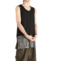  (Sitting and eating mountain air)High street retro hem cashew flower stitching vest niche design inner tie bottoming cedar mens trend