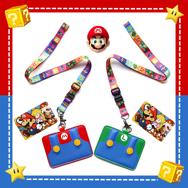 Cartoon Super Mary Mario Sleeve Cute Student Campus Cutting Card Bus Cutting Card Children Pick-up Card Hanging Neck-Taobao