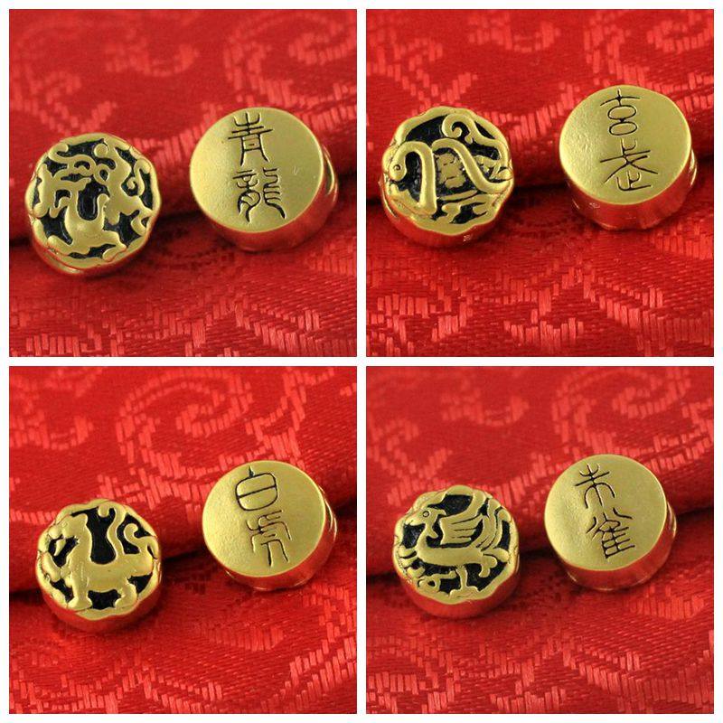 Gold Mando DIY Handmade Hand-strings Accessories Emulation Gold Color Green Dragon White Tiger Xuan Wujang Bifacial Bead Ornaments