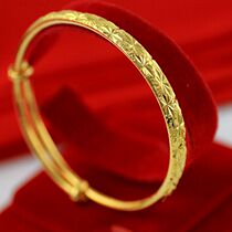 Sand gold jewelry new brass gold-plated push-pull flat bracelet female star 18K glossy bracelet for a long time does not fade