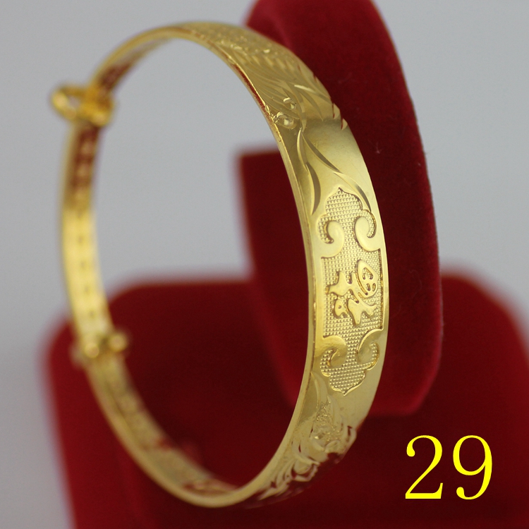 Đồng thau mạ vàng cưới đẩy- kéo vòng đeo tay 12mm rộng điều chỉnh giả vàng nữ vòng đeo tay chạy Jianghu triển lãm