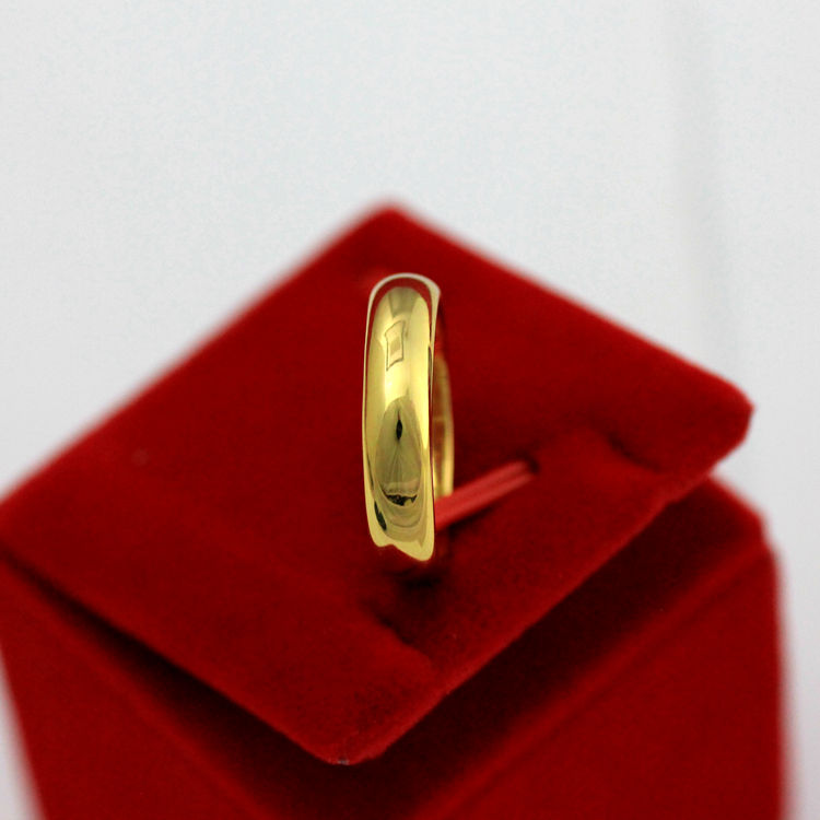 Euro Coin Gold Glossy Ring Wedding Rings Đồng thau mạ vàng A68 Cặp đôi Nhẫn đơn giản Nhẫn nhẫn kim tiền pnj