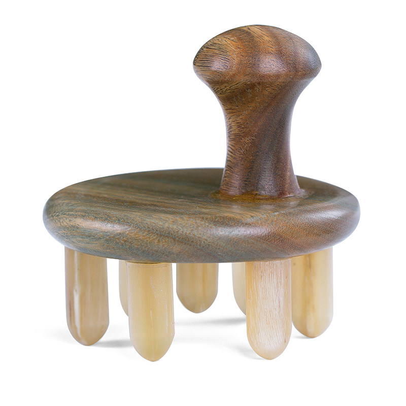 Shampoo brush massage hair brush scratch scalp meridian large teeth anti-off natural green sandalwood carpenter yellow and white horn comb