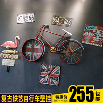 Retro Industrial Wind Iron Art Bike Wall-mounted Bar Wall Decoration Internet Cafe Restaurant Barbershop Wall Hanging Accessories