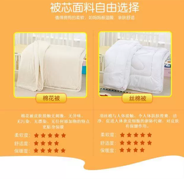 Mẫu giáo quilt ba mảnh trẻ em ngủ cotton hoạt hình chăn bông bộ sáu bộ sản phẩm giường với lõi có thể tháo rời và có thể giặt - Bộ đồ giường trẻ em 	bộ chăn ga cho bé	