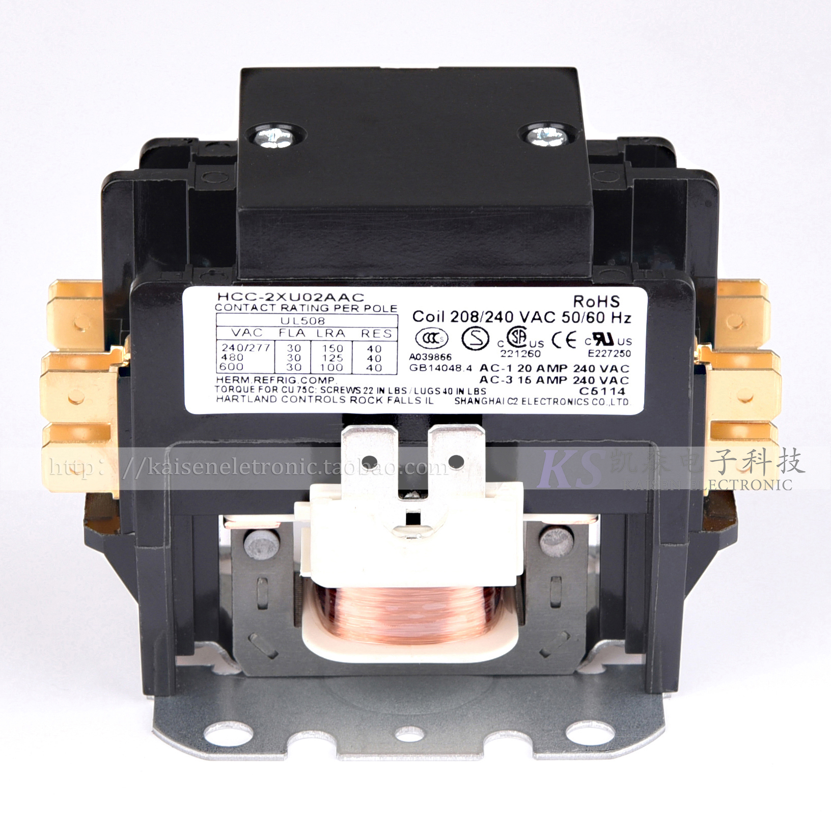 208V-240V 30A HCC-2XU02AAC Bipolar Air Conditioning Heat Pump AC Contactor
