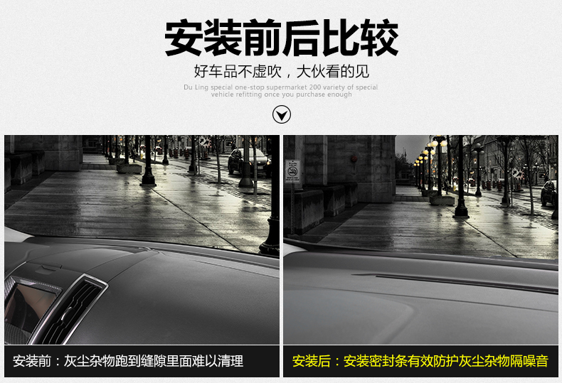 專用於新Ford ed新ge汽車中控臺儀表臺前擋新款風玻璃縫隙異響隔音膠條密封條 貼紙 改裝 車標KP02