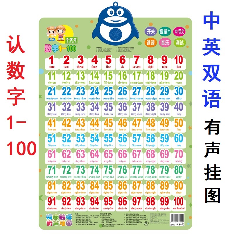 Audio Wall Chart for Babies and Children, Early Education Enlightenment, Point-Reading Sound Toy, Math Number Wall Stickers, 1 to 100 Hundred Number Chart Audio Wall Chart for Babies and Children, Early Education Enlightenment, Point-Reading Sound Toy, Math Number Wall Stickers, 1 to 100 Hundred Number Chart