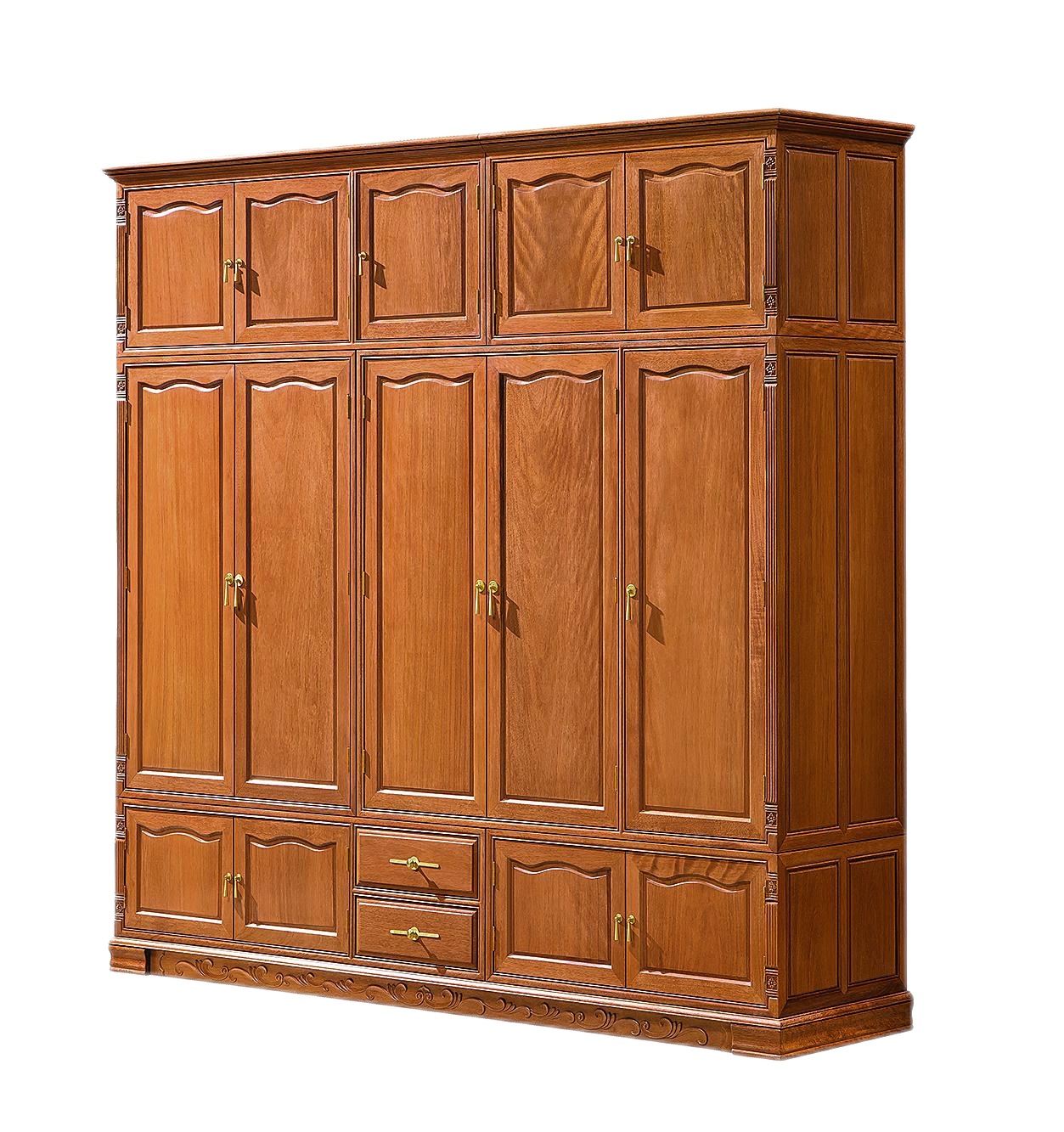 Full Solid Wood Red Wood Wardrobe Gold Flowers Pear Wood Top Box Cabinet Chinese Carved Furniture Vintage Pineapple Gg Large Wardrobe Hot Wax-Taobao