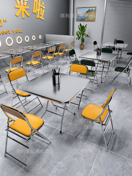 双层不锈钢折叠桌吃饭桌餐桌方桌桌子家用小户型圆形圆台80圆桌1m