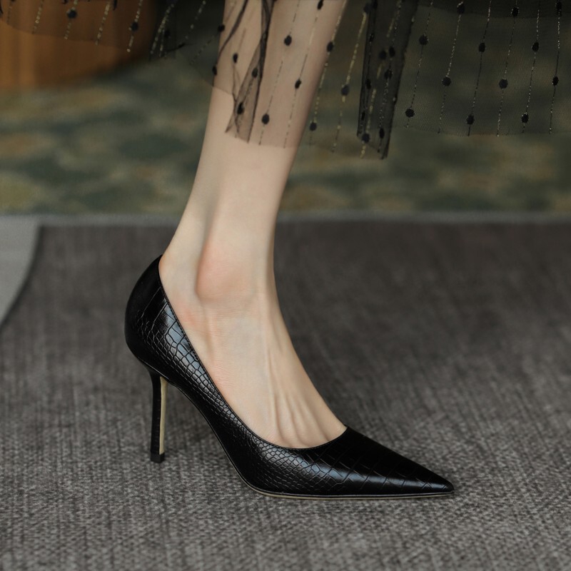 2025 Spring New European and American Style Pointed Toe High Heels Women's Stiletto Sheepskin Shallow Mouth Snake Skin Pattern Sexy Professional Versatile Pumps 2025 Spring New European and American Style Pointed Toe High Heels Women's Stiletto Sheepskin Shallow Mouth Snake Skin Pattern Sexy Professional Versatile Pumps