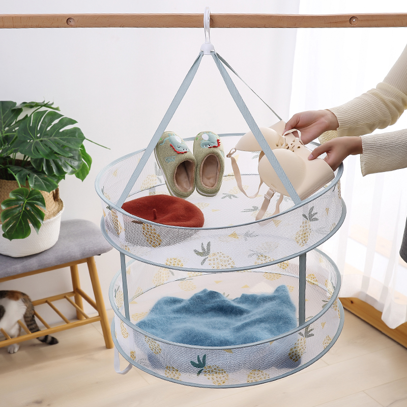 Winter clothes rack drying clothes drying sweater net pocket household cardigan anti-deformation drying clothes basket special underwear rack