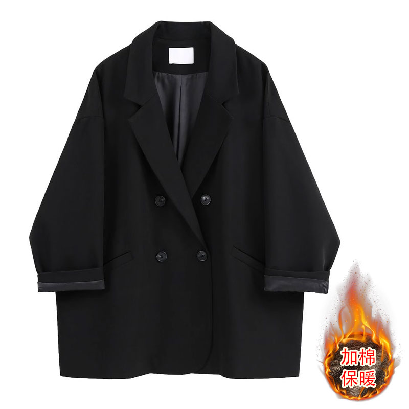 Новинка 2025 года, большой размер, толстый мм, корейская версия, тонкий и утолщенный хлопковый пиджак, женский осенне-зимний маленький костюм