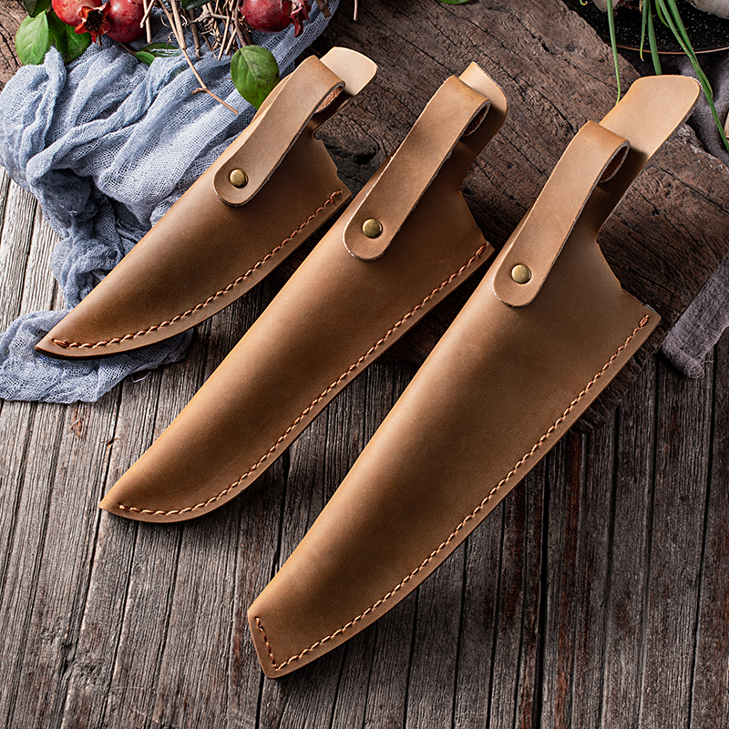 Knife-sleeved knife sheath chef skeleton outdoor fruit knife leather knife genuine leather knife