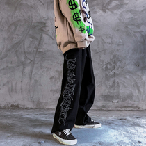 Spring and Autumn Letter Embroidery oldschool Hip Hop Street Dance Leisure Straight Track Pants Pulling Rope Bundle Skateboard Pants Women