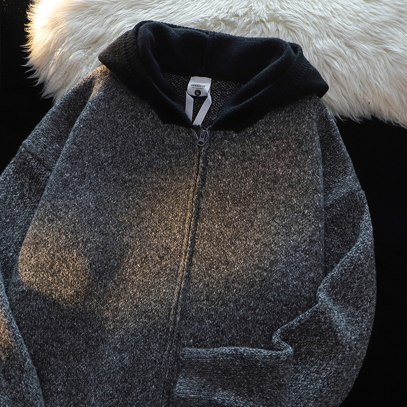 Japanese Retro Hooded Knit Sweater for Women 2025 New Winter Loose Couple Casual Zip-Up Cardigan Jacket Japanese Retro Hooded Knit Sweater for Women 2025 New Winter Loose Couple Casual Zip-Up Cardigan Jacket