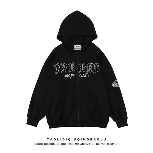 Ретро толстовка, осенний кардиган, парная одежда для влюбленных для отдыха, куртка, в американском стиле, с вышивкой, оверсайз