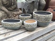 Fall in love with garden summer new products) foreign trade pots glazed flower pots rose three-dimensional relief ring mouth series