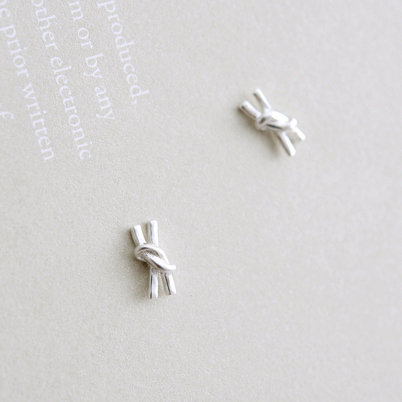 Butterfly bow creative ear needle 925 pure silver ear hole with simple lady ear ornament