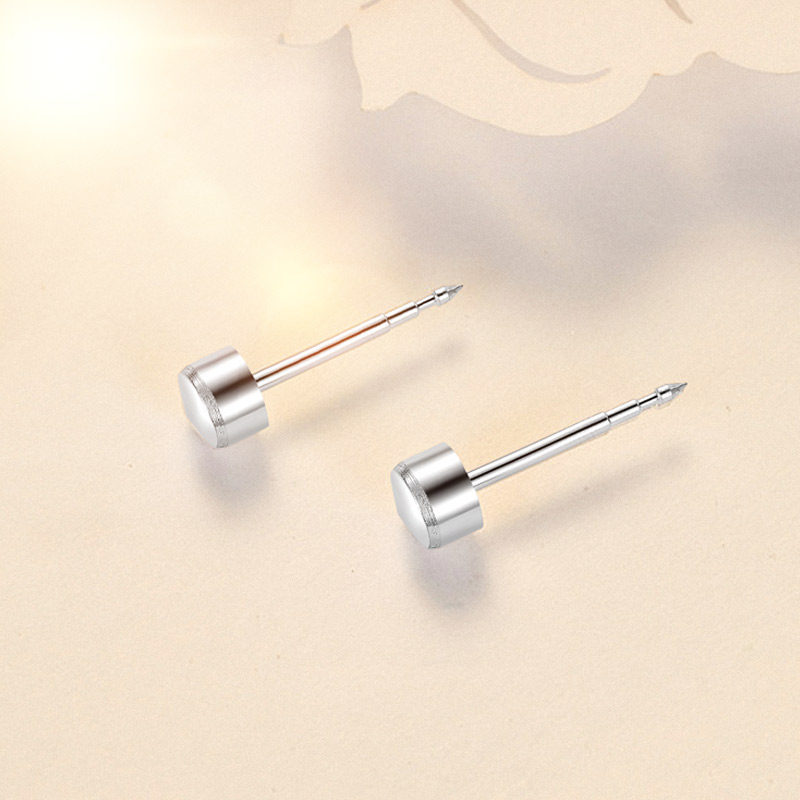 S925 pure silver ear tip head round ear hole plus coarse increase wearing ear pin not susceptible to allergy raising ear stick