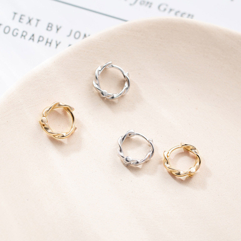 925 sterling silver wave ear buckle sleep without twisting twisted earrings exquisite personality simple earrings female ear needles