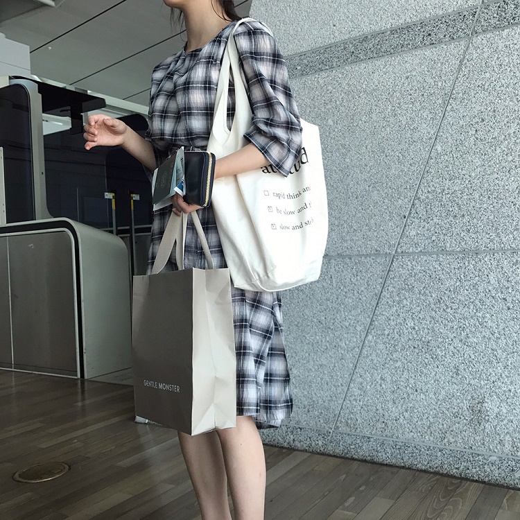 Lu Xiao Tuấn phiên bản tiếng Hàn của túi vải đơn giản dung lượng lớn túi tote nữ túi lớn túi hoang dại vai túi xách dior