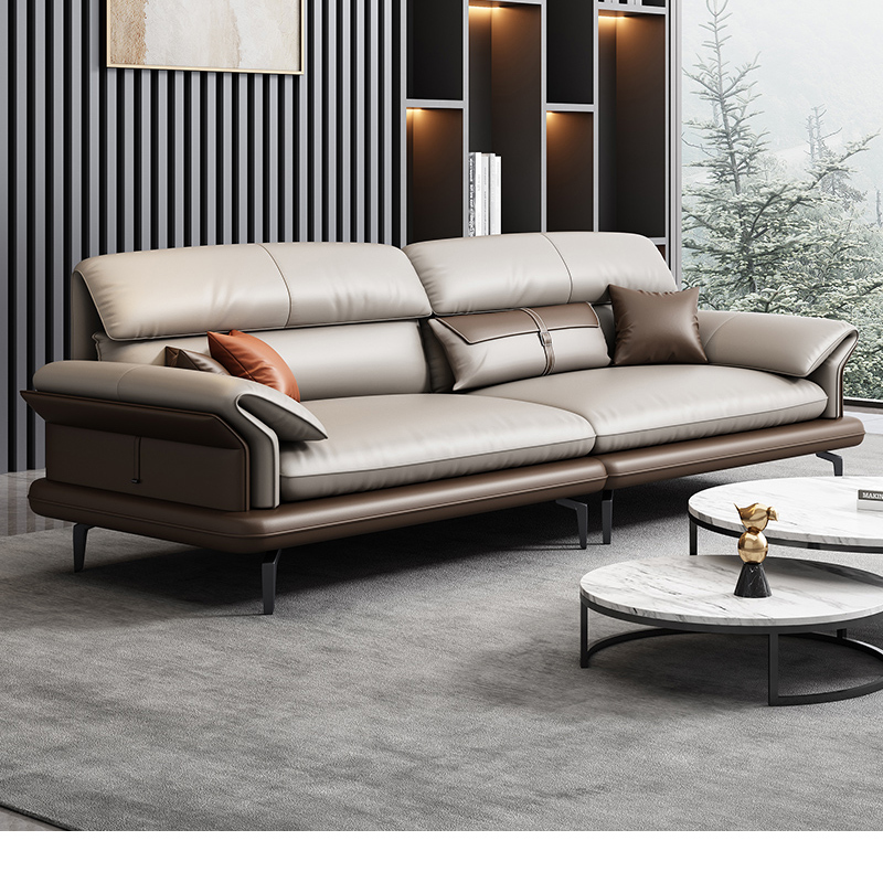 Office Sofa Genuine Leather Business Rest Area Vip Reception Room Simple Modern Boss Sofa Coffee Table Combination Set