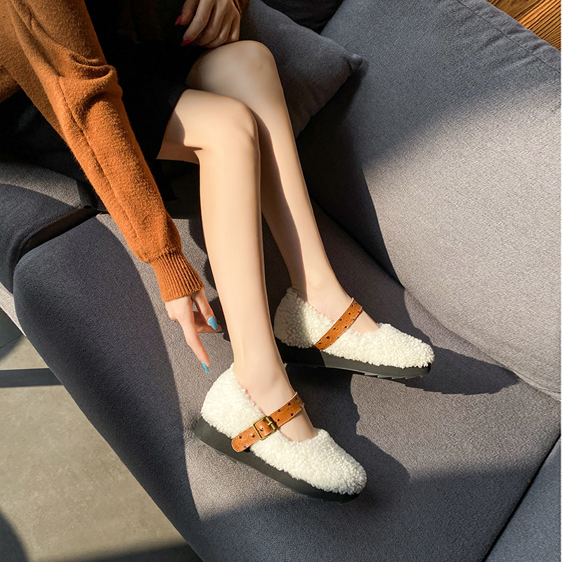 White hair shoes women wear thick soles in winter 2020 increase women's shoes 8cm increase soybean shoes