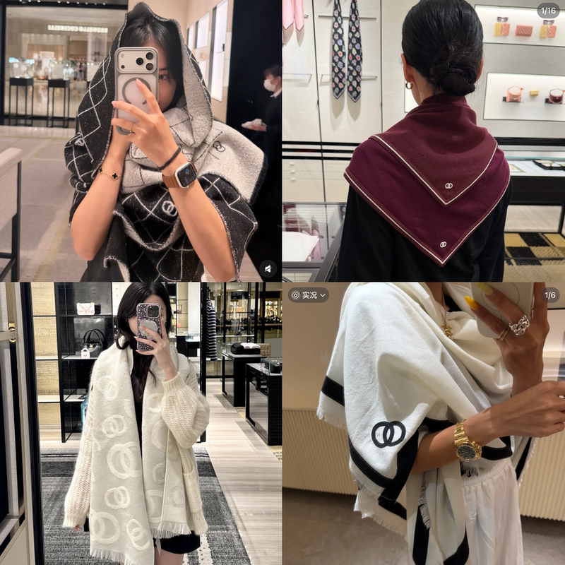 New Autumn and Winter Milky White Cashmere Scarf for Women, Versatile Black Diamond-Shaped Eazz Shawl, Dual-Use Colorful Wool Neck Scarf