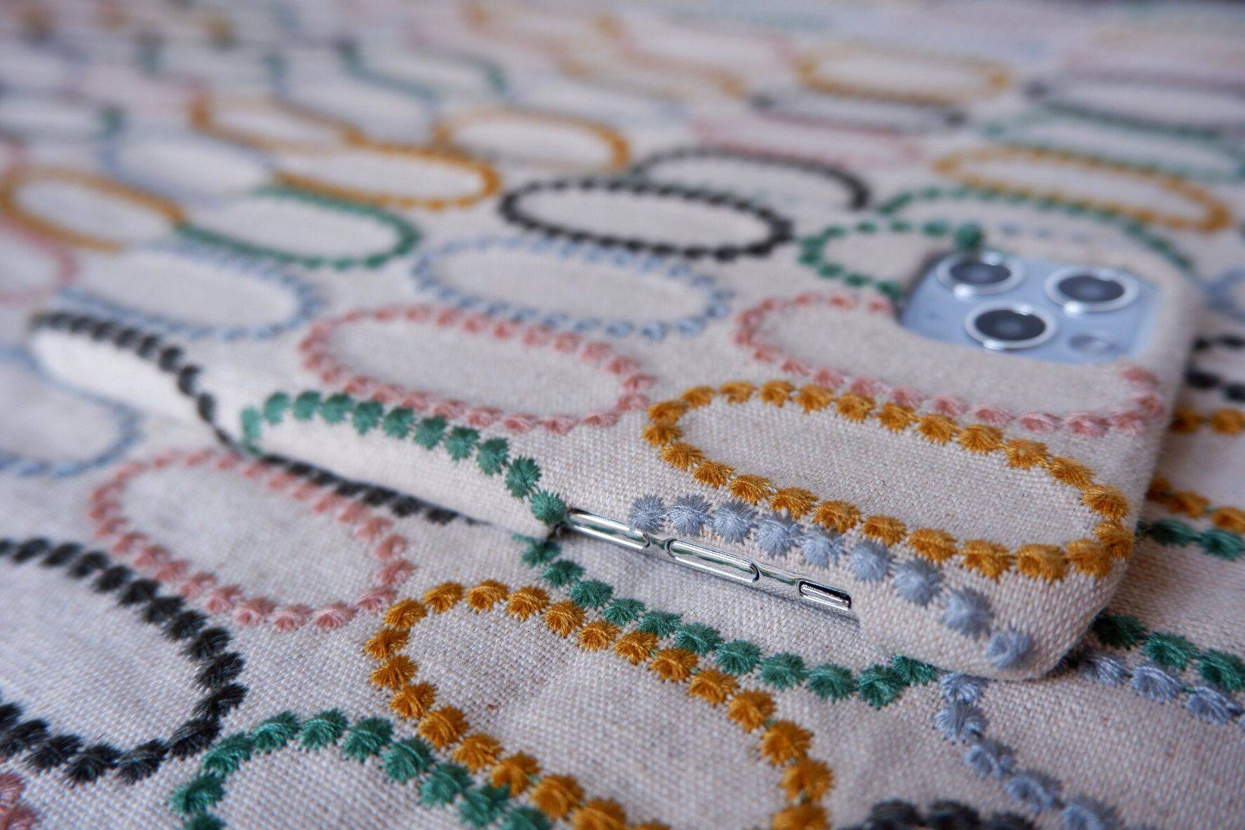 Sherehoo原創刺繡布藝手工手機保護殼iphone 12 Pro Max 日系和風彩蛋