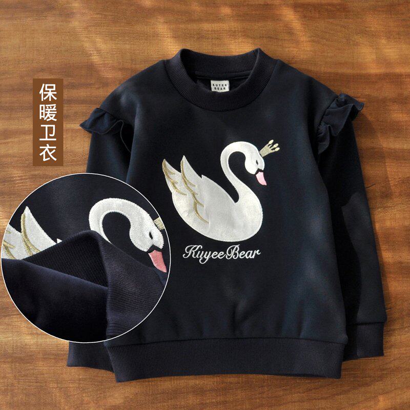 Girl's gush clothing children's blouses 2021 new large children autumn winter thickened children's clothing black foreign winter clothing clothes